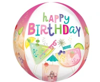 Foil balloon ORBZ Cocktail Surprise Birthday EOL